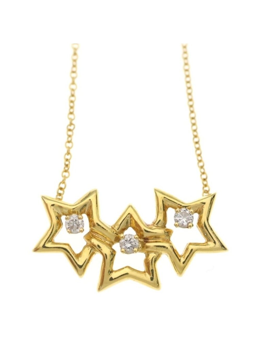 Tiffany & Co Triplestar Diamond 18k Yellow Gold Necklace - Picture 3 of 6